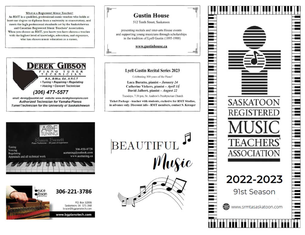Screenshot of the front of the SRMTA brochure, featuring advertisements from local business